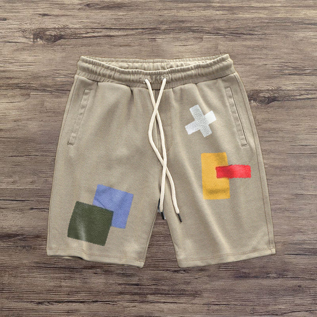 Fashion contrast print personality shorts