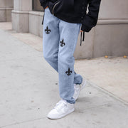 Retro casual street style denim trousers