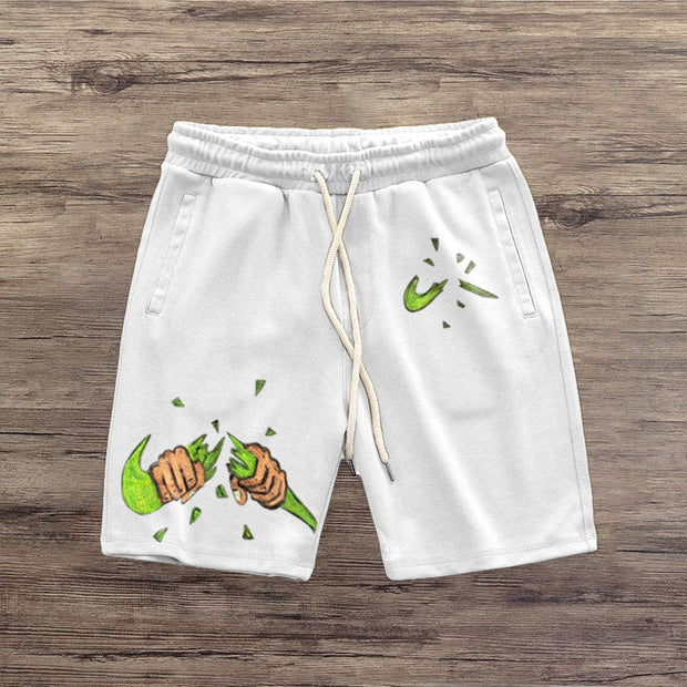 Retro print fashion trend casual shorts