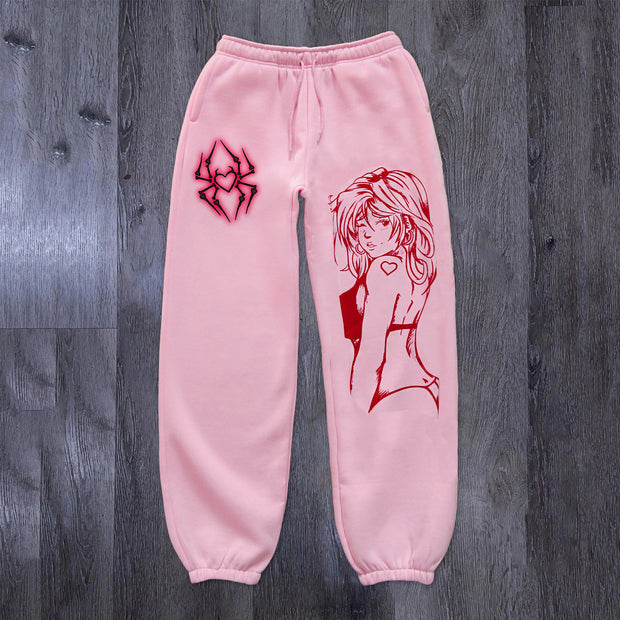 Street style trendy design printed casual trousers