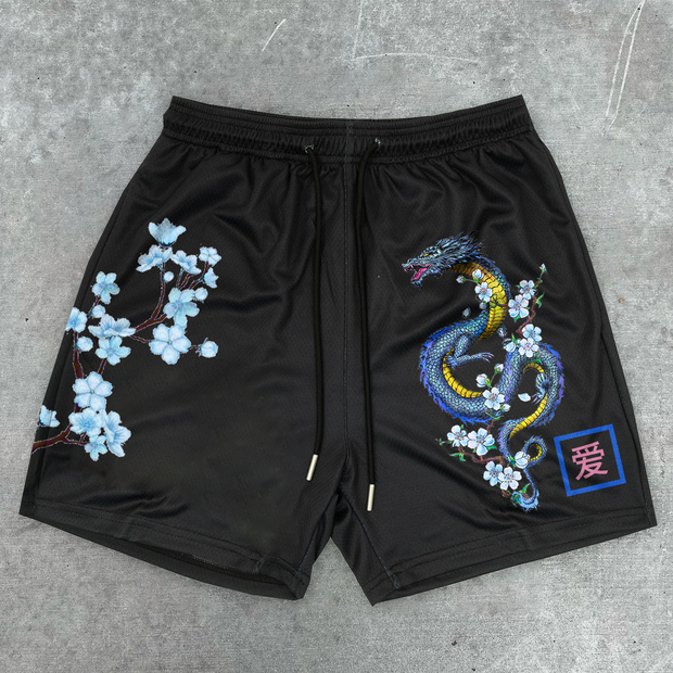 Art Retro Dragon Print Fashion Shorts