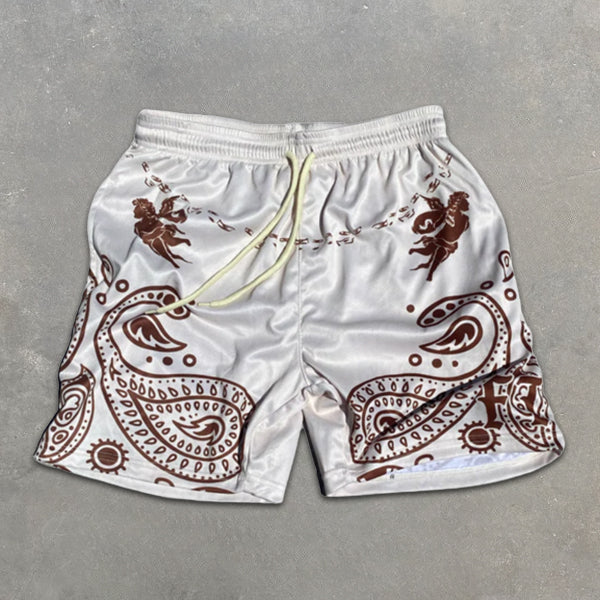 Paisley Graphic Print Elastic Shorts