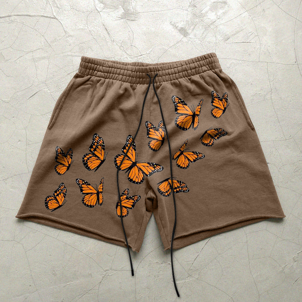 Retro Casual Butterfly Pattern Street Loose Shorts