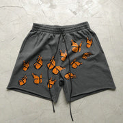 Retro Casual Butterfly Pattern Street Loose Shorts