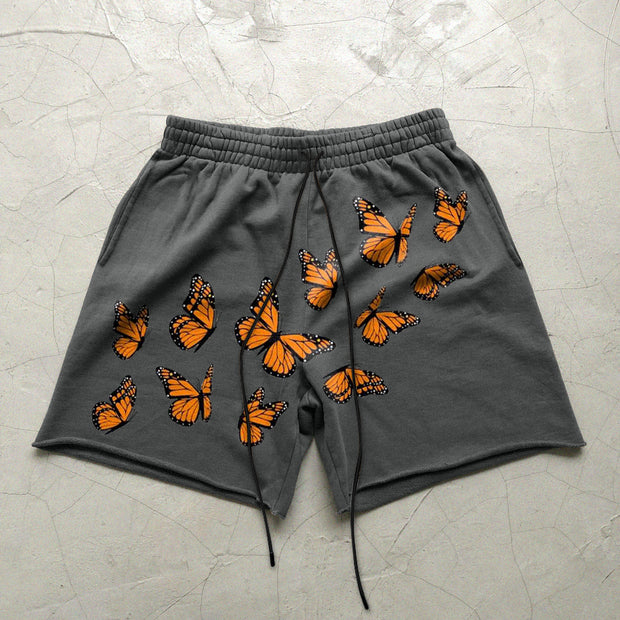 Retro Casual Butterfly Pattern Street Loose Shorts