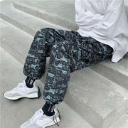 Personalized hip-hop loose cartoon graffiti drawstring trousers