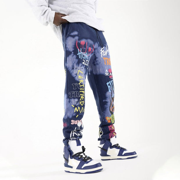 Personalized track pants with graffiti letters