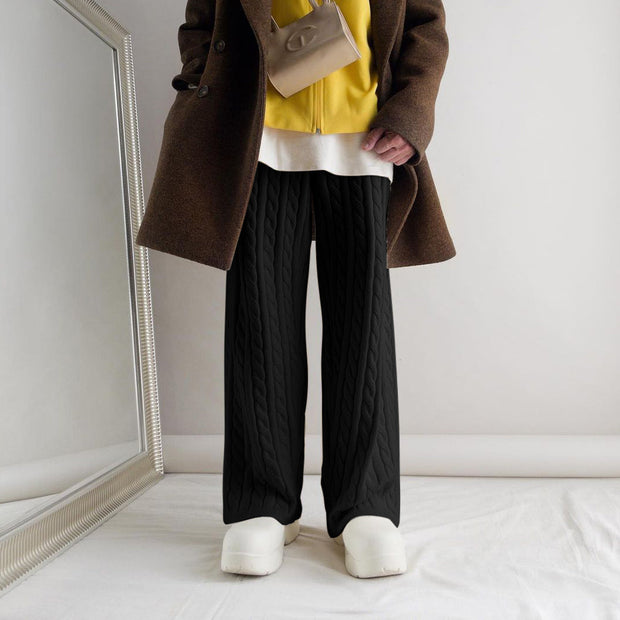 Straight wide leg loose slim sweater knitted casual trousers