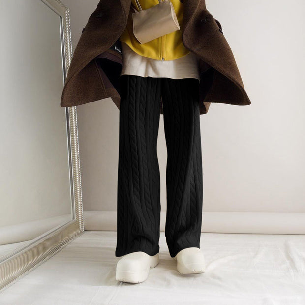 Straight wide leg loose slim sweater knitted casual trousers