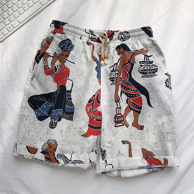 Fashion retro cotton twist shorts beach pants