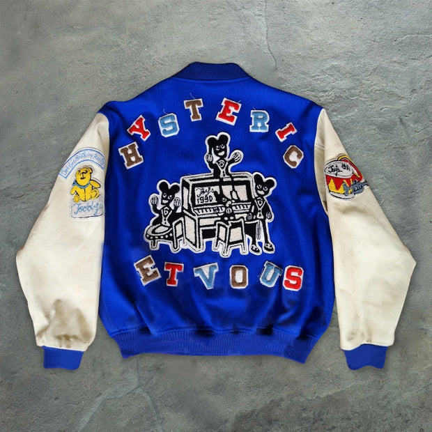 Personality pattern cartoon street loose retro baseball uniform