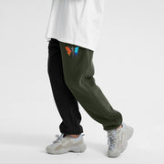 Contrast Vintage Plush Print Casual Trousers