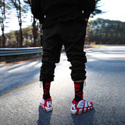 Street style angel and devil print casual trousers