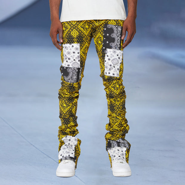 Fashion cashew flower personality street style trousers