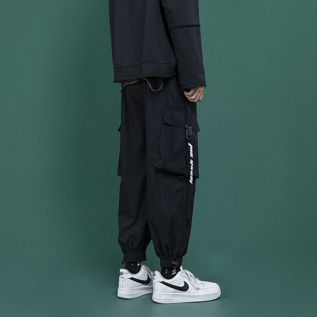 Workwear and straight leg wide Hong Kong style casual pants