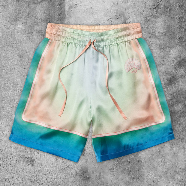 Gradient color artistic contrast casual shorts