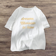 Casual street style T-shirt with gold letter print
