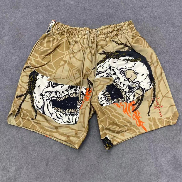 Skull cactus print track shorts