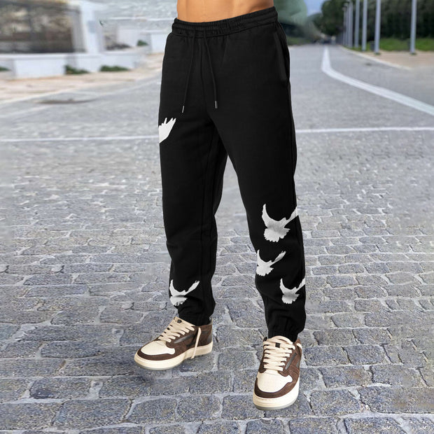 Retro Fashion Casual Dove Print Sweatpants