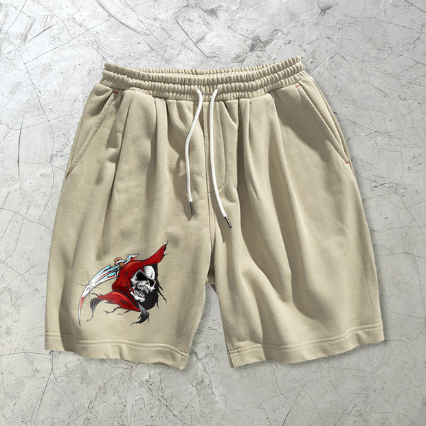Retro funny print casual sports shorts