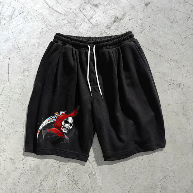 Retro funny print casual sports shorts