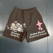 Pink skull casual street beach resort shorts