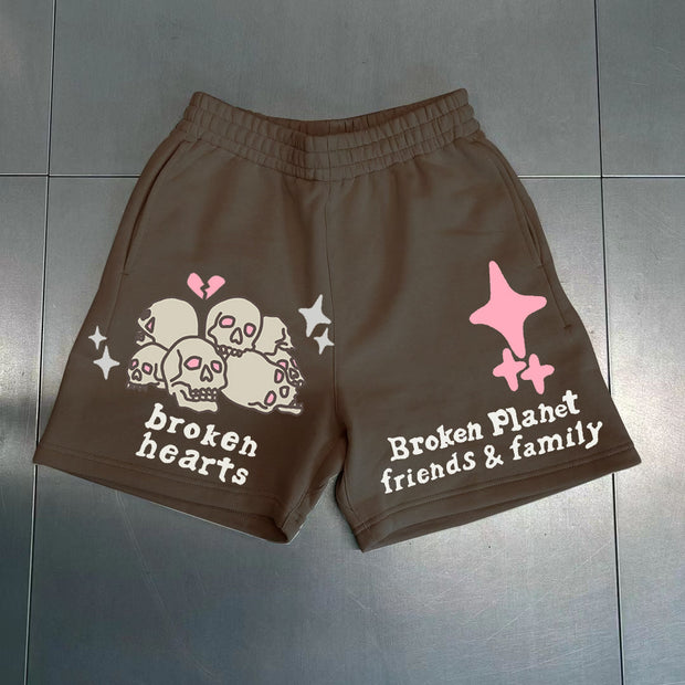 Pink skull casual street beach resort shorts