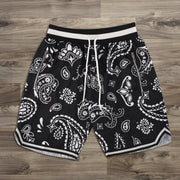 Paisley Print Contrast Elastic Shorts