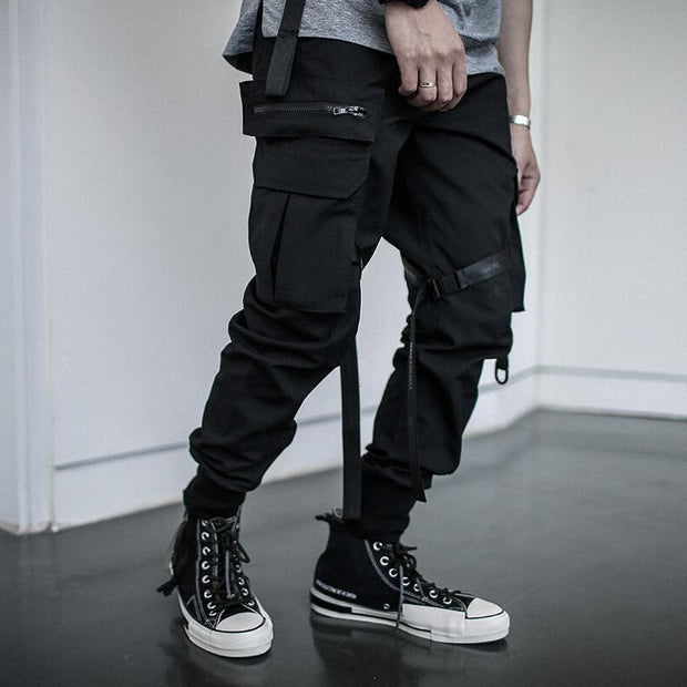 Paratrooper pants with streamers and multi-pockets