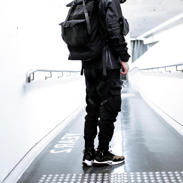 Paratrooper pants with streamers and multi-pockets
