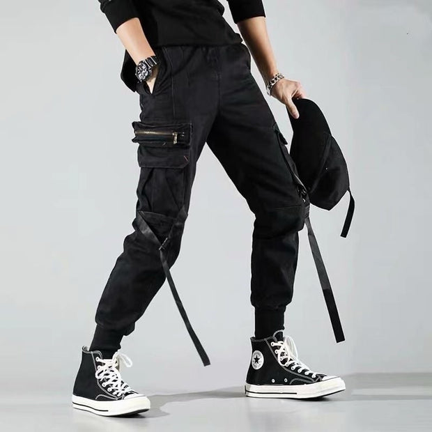 Paratrooper pants with streamers and multi-pockets
