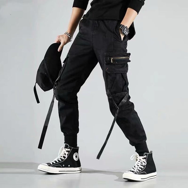 Paratrooper pants with streamers and multi-pockets