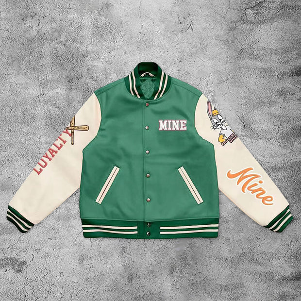 Casual retro No. 76 varsity baseball jacket