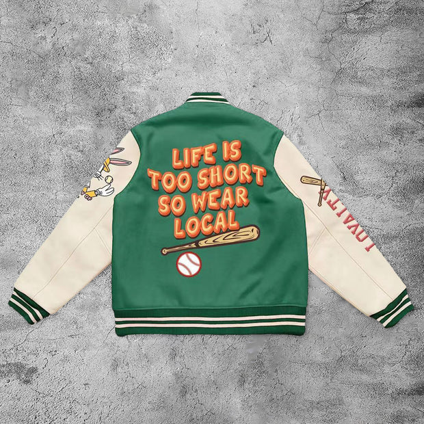 Casual retro No. 76 varsity baseball jacket