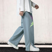 Street color contrast hip-hop print split trousers