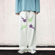 Street color contrast hip-hop print split trousers