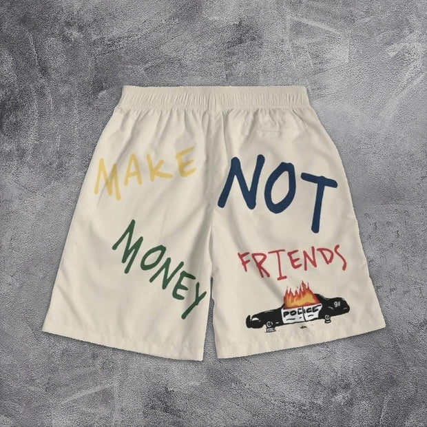 Street Letter Print Sports Shorts