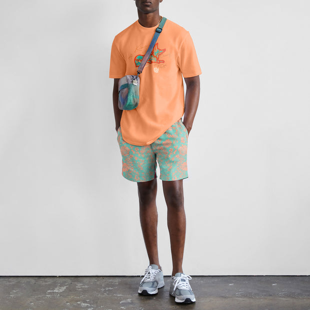 Casual printed short sleeve shorts suit