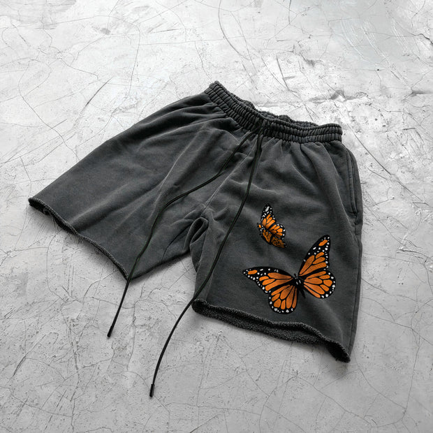 Fashion Retro Grey Street Butterfly Shorts