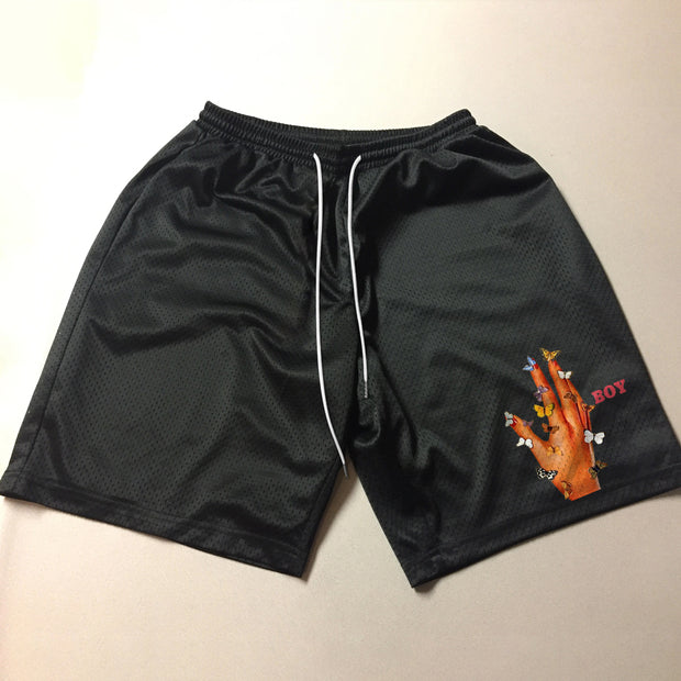 Trendy hip-hop personality street mesh shorts