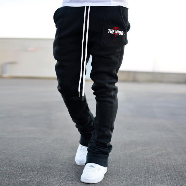 Retro fashion brand printed street flared trousers