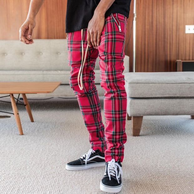 Personalized British style men's plaid trousers