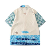 Casual Printing Cartoon Digital Loose Short Sleeve Shirt Shorts Set