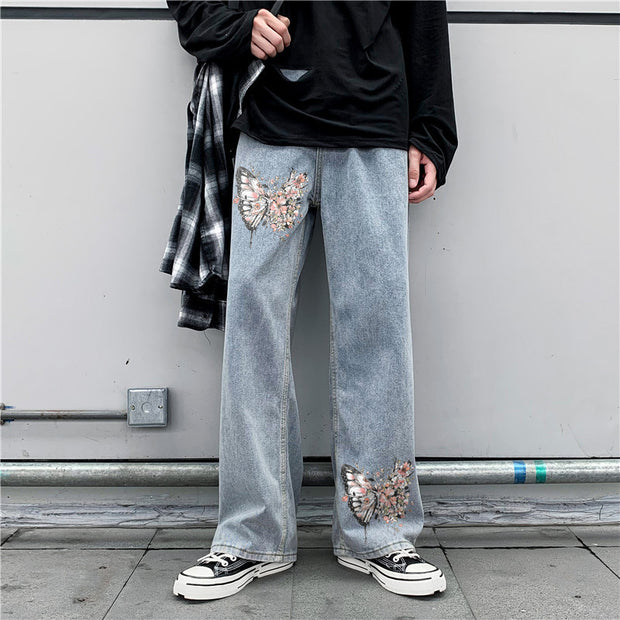Butterfly street style loose casual jeans