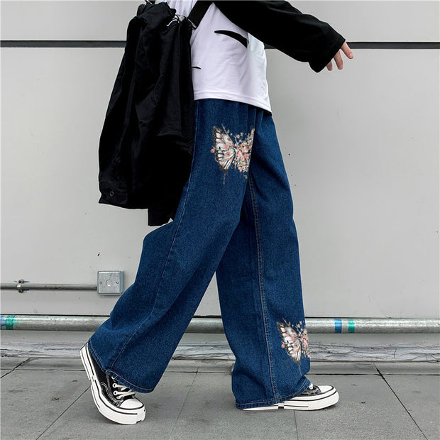 Butterfly street style loose casual jeans