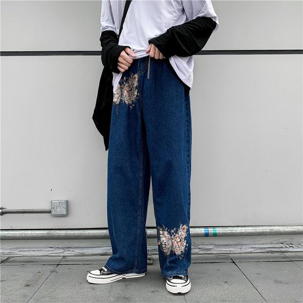 Butterfly street style loose casual jeans