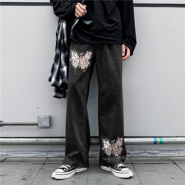 Butterfly street style loose casual jeans