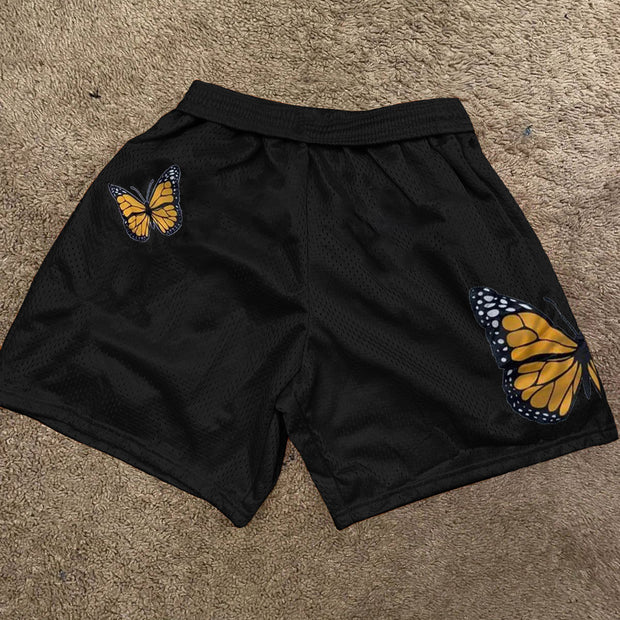 Letter print butterfly fashion sports shorts