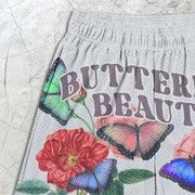 Floral Butterfly Print Elastic Shorts