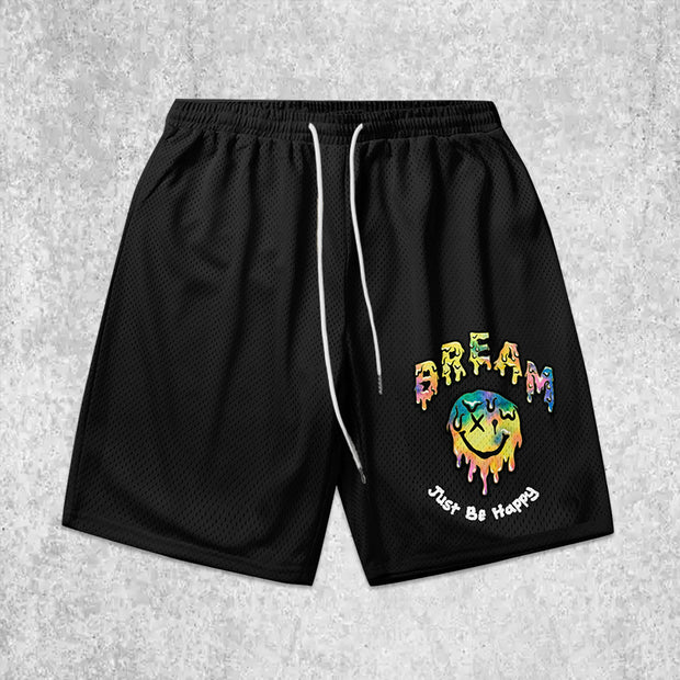 Smiley Graphic Mesh Shorts